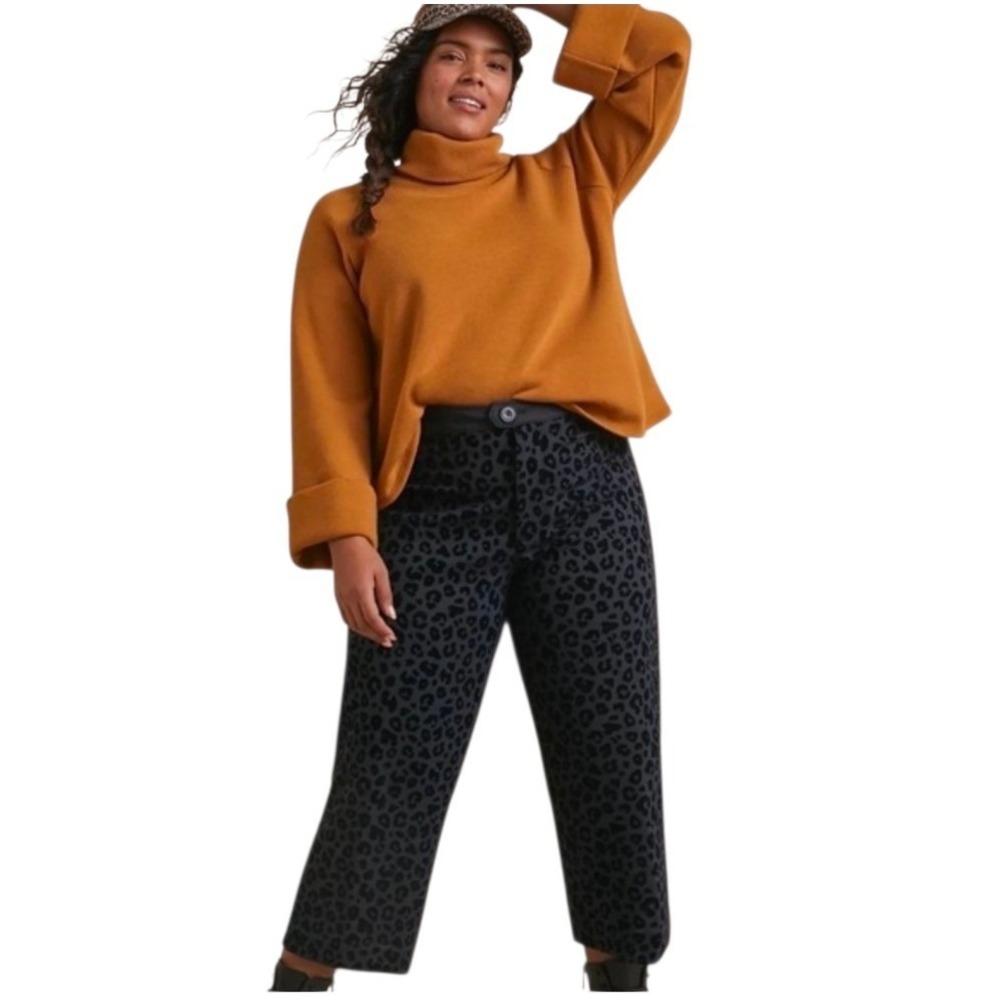 Maeve Size 6 27 Anthropologie Pants Black Velvet Leopard Brocade Print Wide Leg